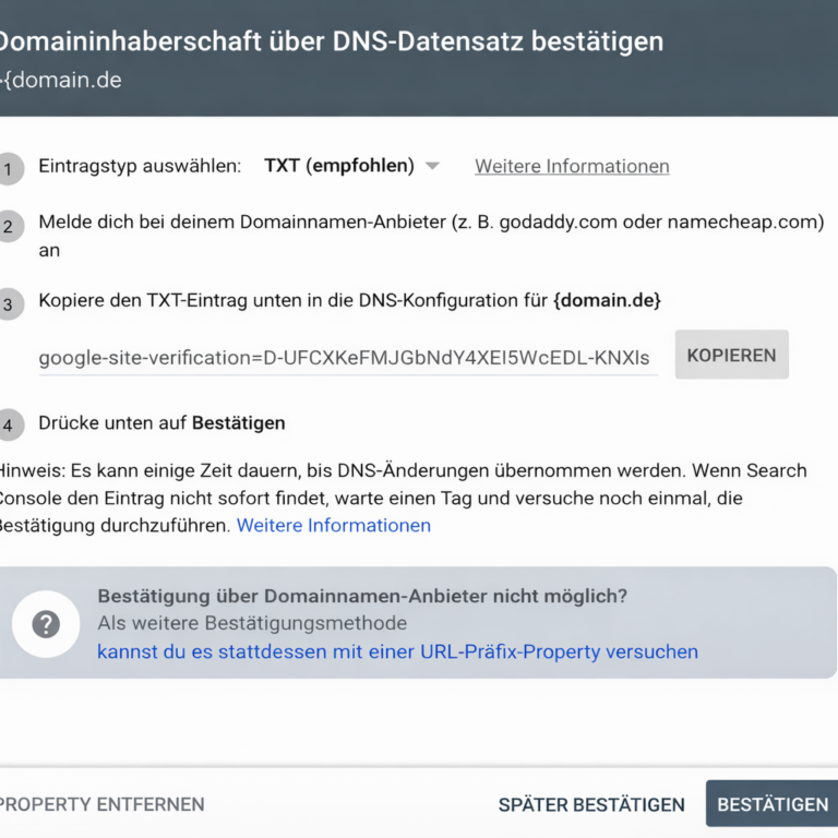 Google Search Console Property Verfizieren
