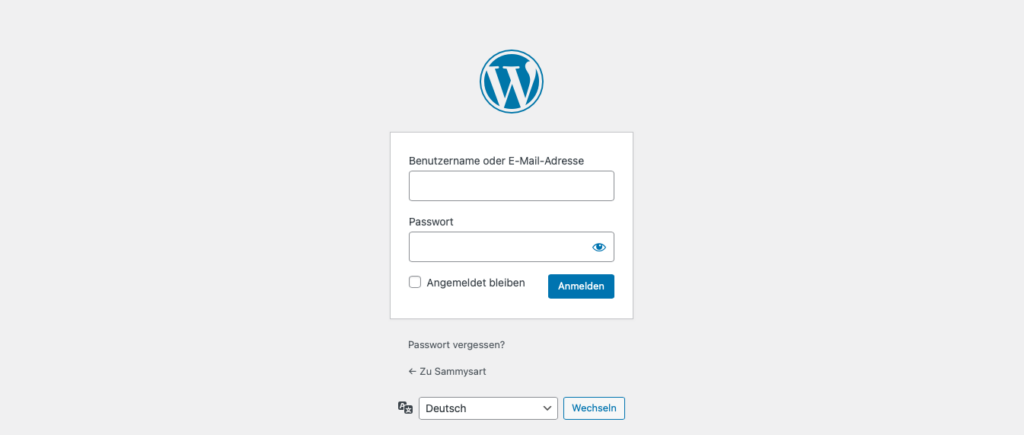 Wordpress admin backend